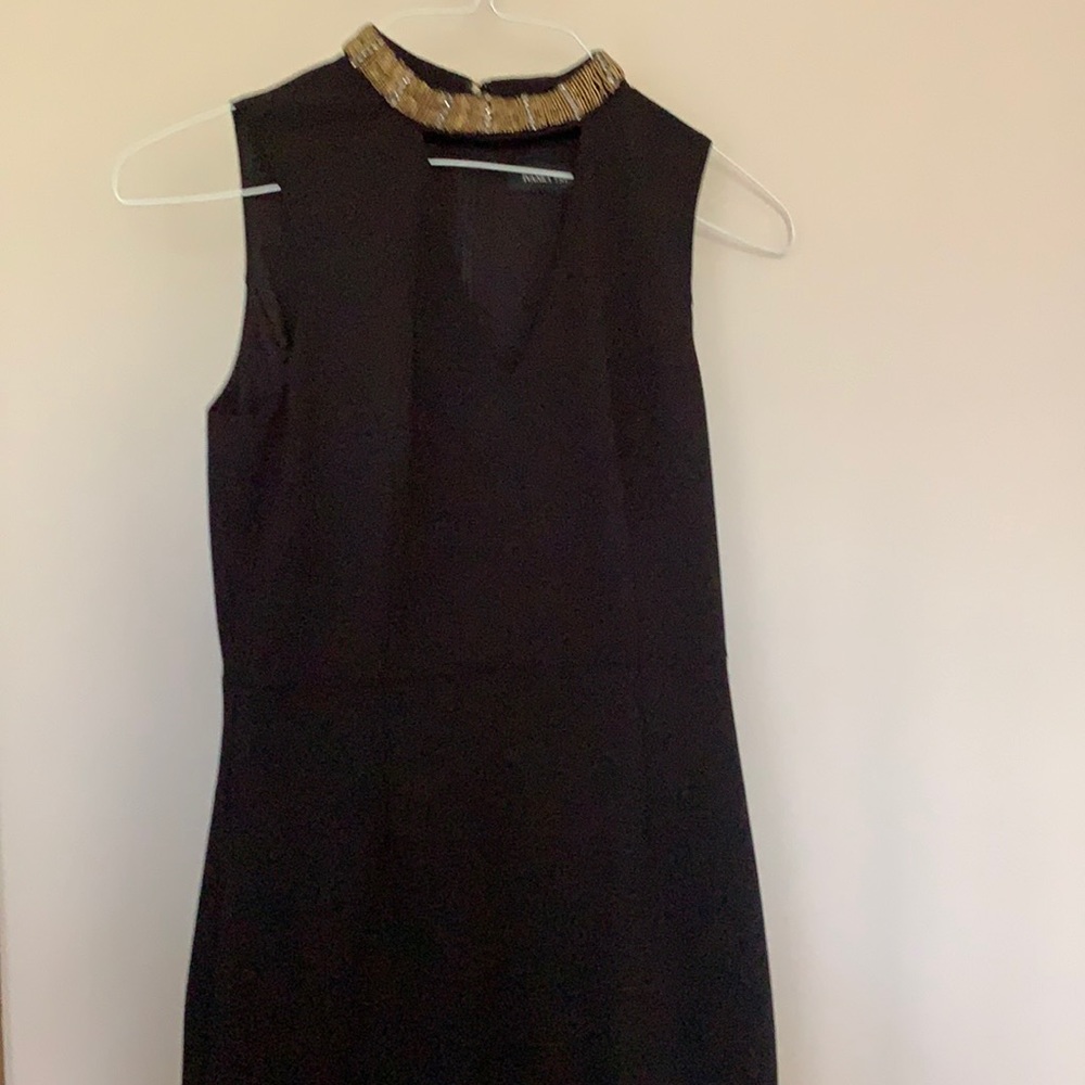 Ivanka Trump Black Dress with Gold & Crystal Beaded Neck Size 4